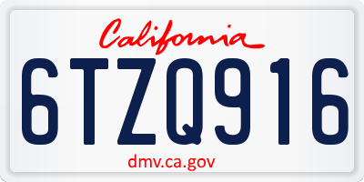 CA license plate 6TZQ916