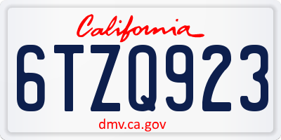 CA license plate 6TZQ923