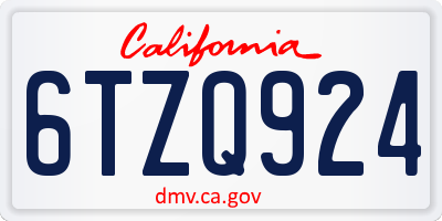 CA license plate 6TZQ924