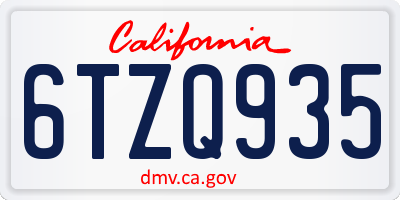 CA license plate 6TZQ935