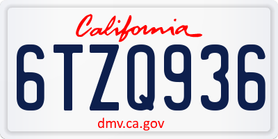 CA license plate 6TZQ936