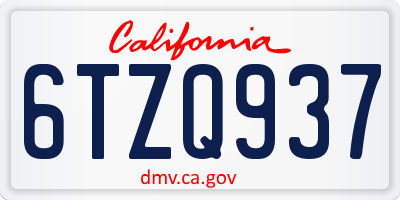 CA license plate 6TZQ937