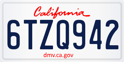 CA license plate 6TZQ942