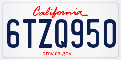 CA license plate 6TZQ950