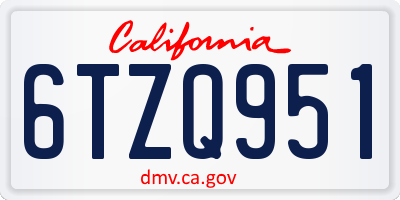CA license plate 6TZQ951