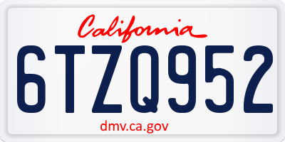 CA license plate 6TZQ952