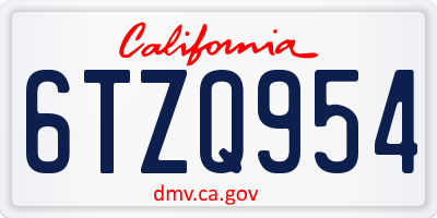CA license plate 6TZQ954