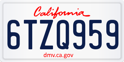 CA license plate 6TZQ959