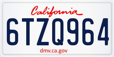 CA license plate 6TZQ964