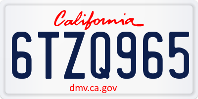 CA license plate 6TZQ965