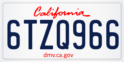 CA license plate 6TZQ966