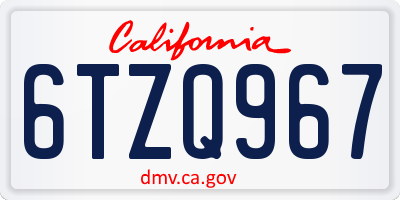 CA license plate 6TZQ967