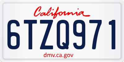 CA license plate 6TZQ971