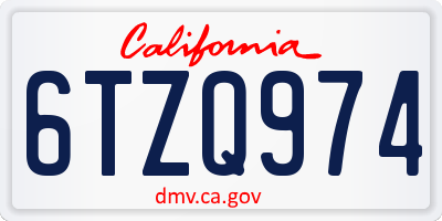 CA license plate 6TZQ974