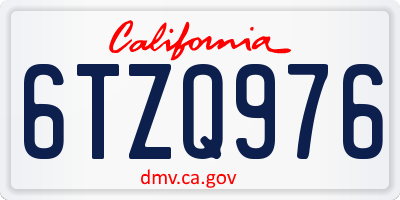 CA license plate 6TZQ976