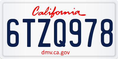 CA license plate 6TZQ978
