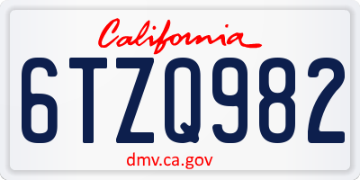 CA license plate 6TZQ982