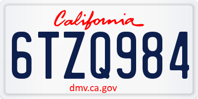 CA license plate 6TZQ984