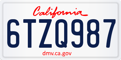 CA license plate 6TZQ987