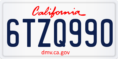 CA license plate 6TZQ990