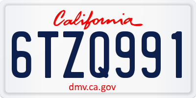 CA license plate 6TZQ991