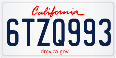 CA license plate 6TZQ993