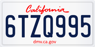 CA license plate 6TZQ995