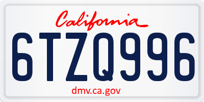CA license plate 6TZQ996