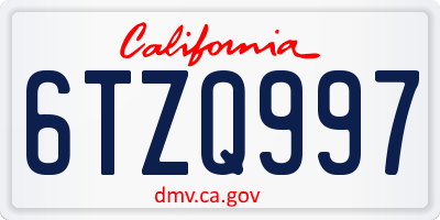 CA license plate 6TZQ997