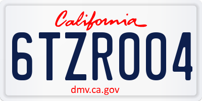 CA license plate 6TZR004