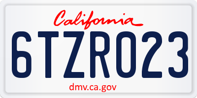 CA license plate 6TZR023