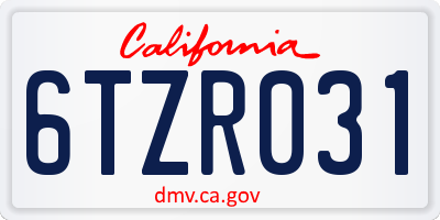 CA license plate 6TZR031