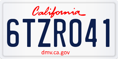 CA license plate 6TZR041