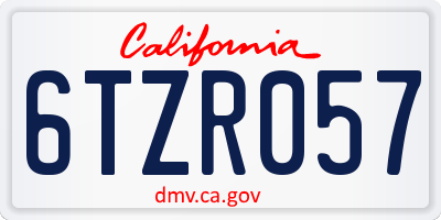 CA license plate 6TZR057