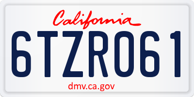 CA license plate 6TZR061