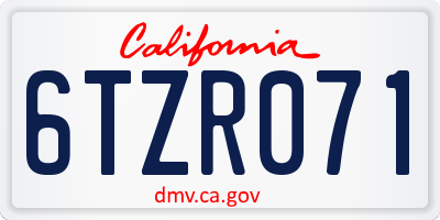 CA license plate 6TZR071