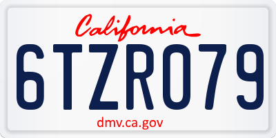 CA license plate 6TZR079