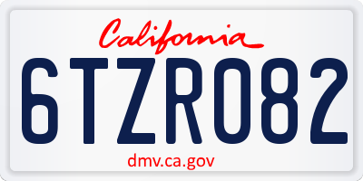 CA license plate 6TZR082