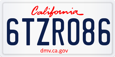 CA license plate 6TZR086