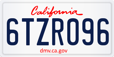 CA license plate 6TZR096