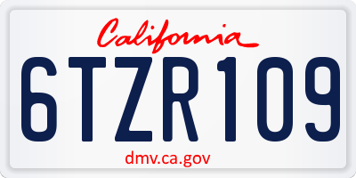 CA license plate 6TZR109