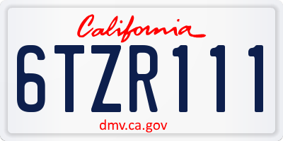 CA license plate 6TZR111