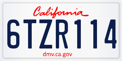 CA license plate 6TZR114