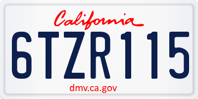 CA license plate 6TZR115