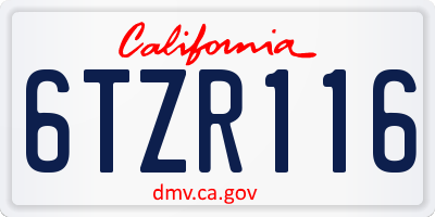 CA license plate 6TZR116