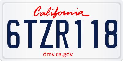 CA license plate 6TZR118