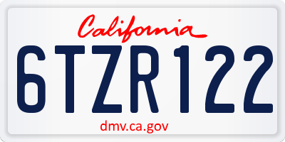 CA license plate 6TZR122