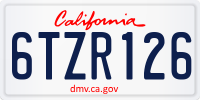 CA license plate 6TZR126
