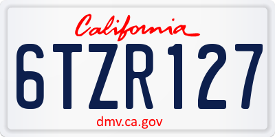 CA license plate 6TZR127