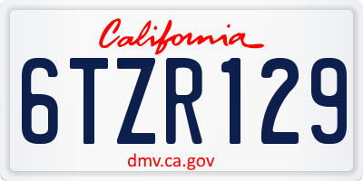 CA license plate 6TZR129